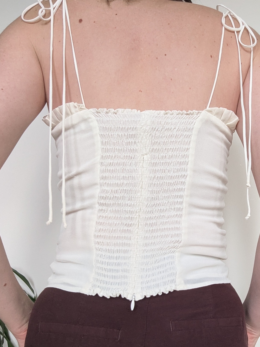 Reformation Ivory Ruffle-Trim Bustier Cami -Size 4 - Picture 6 of 6
